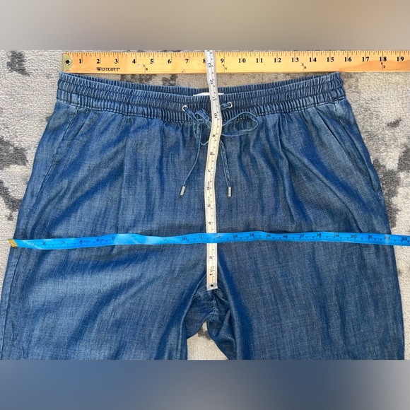 Calvin Klein Pants Chambray Blue Roll Tab Cuff Hem Drawstring Waist Size Medium - Picture 6 of 12